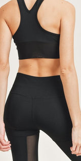 TONAL SHEER MESH RUCHED SPORTS BRA   LEGGING SET