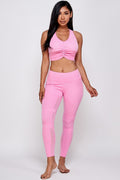 Thumbnail of TONAL SHEER MESH RUCHED SPORTS BRA   LEGGING SET