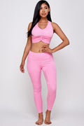 Thumbnail of TONAL SHEER MESH RUCHED SPORTS BRA   LEGGING SET