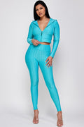 Thumbnail of ACTIVE CROP ZIP UP HOODIE TOP AND LEGGING SET
