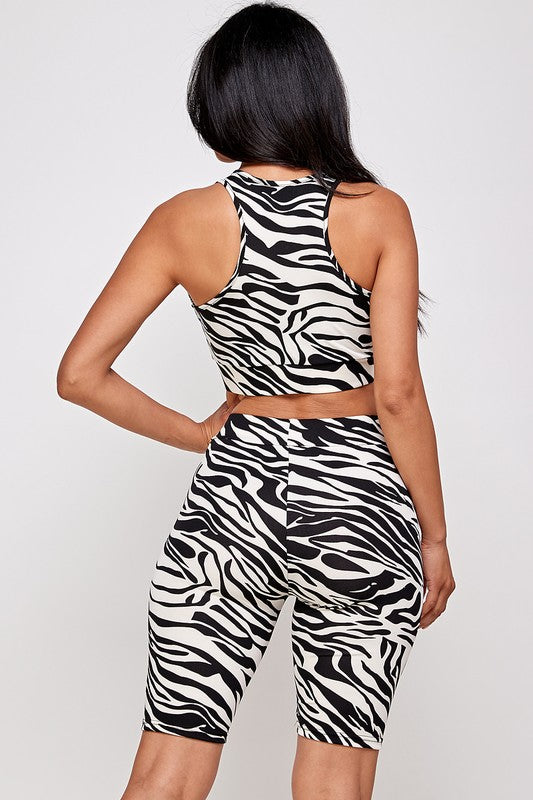 Animal print TWO  piece BIKER SHORT  set