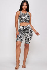 Animal print TWO  piece BIKER SHORT  set