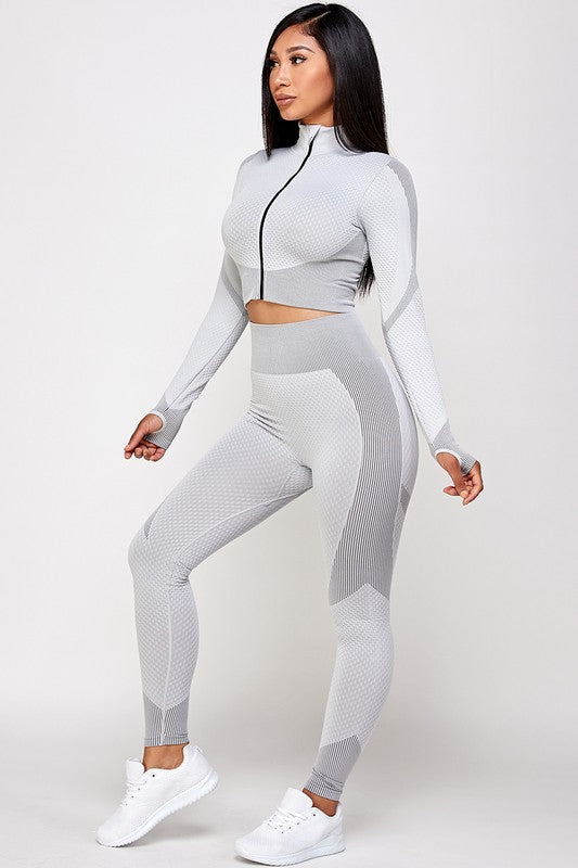 SEAMLESS POP UP  ZIP UP ACTIVEWEAR SET