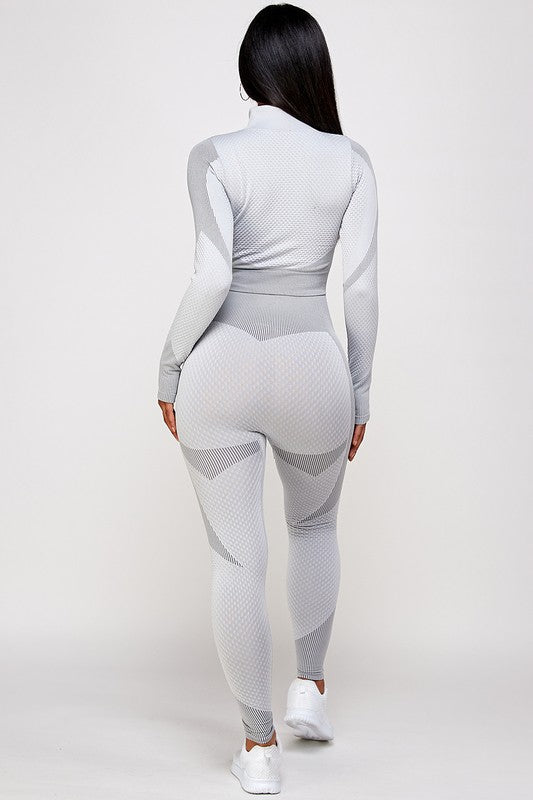 SEAMLESS POP UP  ZIP UP ACTIVEWEAR SET