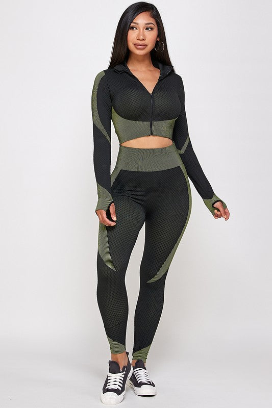 SEAMLESS POP UP  ZIP UP ACTIVEWEAR SET