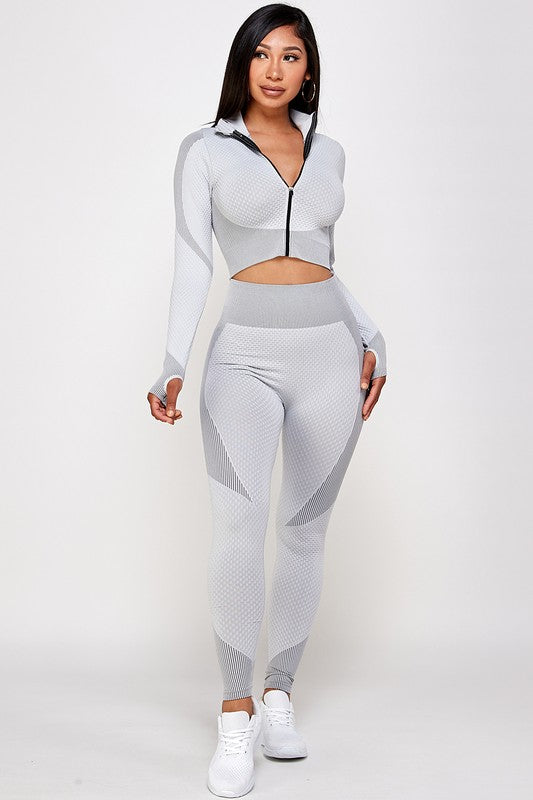 SEAMLESS POP UP  ZIP UP ACTIVEWEAR SET