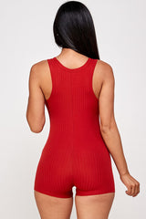 Solid textured romper with bodycon fit