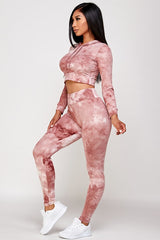 Tie Dye Cropped Hoodie with  Leggings Set