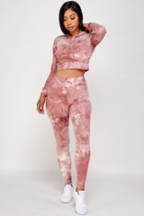 Tie Dye Cropped Hoodie with  Leggings Set