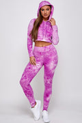 Thumbnail of Tie Dye Cropped Hoodie with  Leggings Set