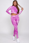 Thumbnail of Conjunto de sudadera corta con efecto tie-dye y leggings