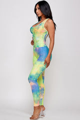 Tie dye print bodycon jumpsuit