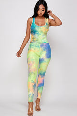 Tie dye print bodycon jumpsuit