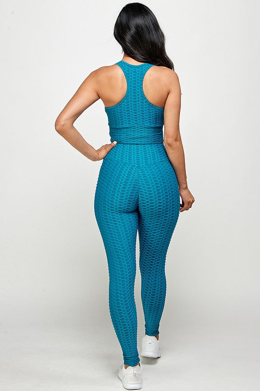 SOLID SCRUNCH BRA TOP AND BUTT LIFT LEGGINGS SETS