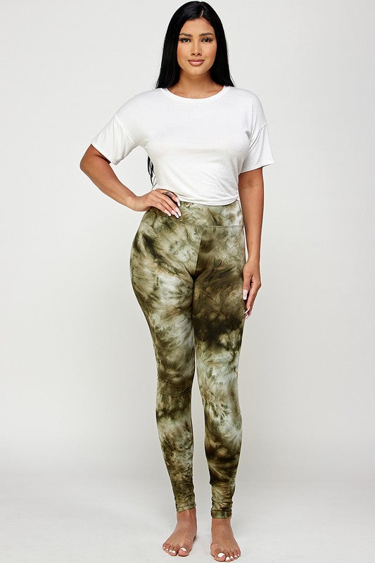 High Waist Tie Dye Brushed Leggings