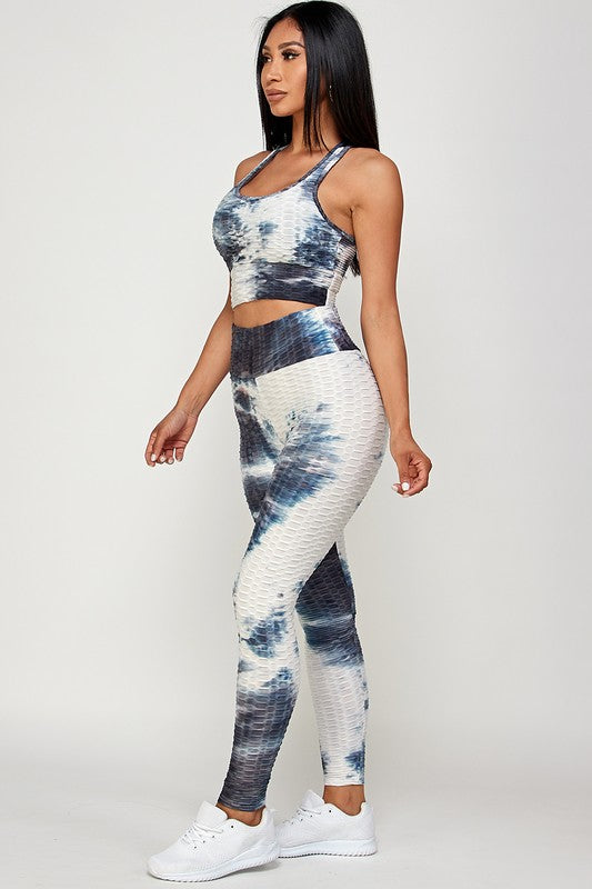 TIE DYE ACTIVEWEAR SPORTS BRA WITH  LEGGING  SET