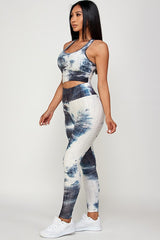 TIE DYE ACTIVEWEAR SPORTS BRA WITH  LEGGING  SET