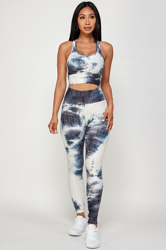 TIE DYE ACTIVEWEAR SPORTS BRA WITH  LEGGING  SET