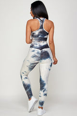 TIE DYE ACTIVEWEAR SPORTS BRA WITH  LEGGING  SET