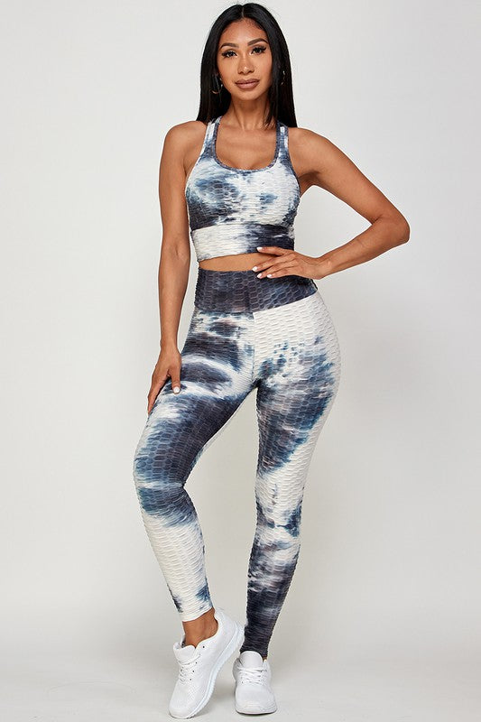 TIE DYE ACTIVEWEAR SPORTS BRA WITH  LEGGING  SET