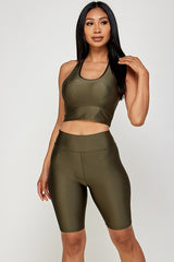 SHINY ACTIVE SPORT BRA BIKER SHORT SETS