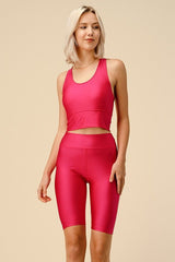 SHINY ACTIVE SPORT BRA BIKER SHORT SETS