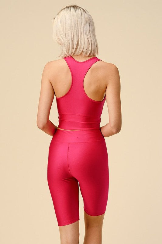 SHINY ACTIVE SPORT BRA BIKER SHORT SETS