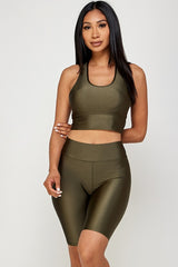 SHINY ACTIVE SPORT BRA BIKER SHORT SETS