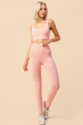 Thumbnail of SOLID RIBBED BRA CROP TOP AND  LEGGING SET