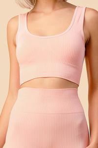 SOLID RIBBED BRA CROP TOP AND  LEGGING SET