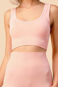 Thumbnail of SOLID RIBBED BRA CROP TOP AND  LEGGING SET