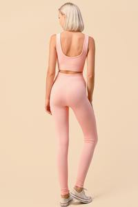 SOLID RIBBED BRA CROP TOP AND  LEGGING SET