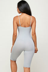 SOLID RIB SEAMLESS SPAGETTI STRAP ROMPER
