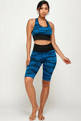 CAMOUFLAGE PRINT PADDED BRA AND  BIKER SET