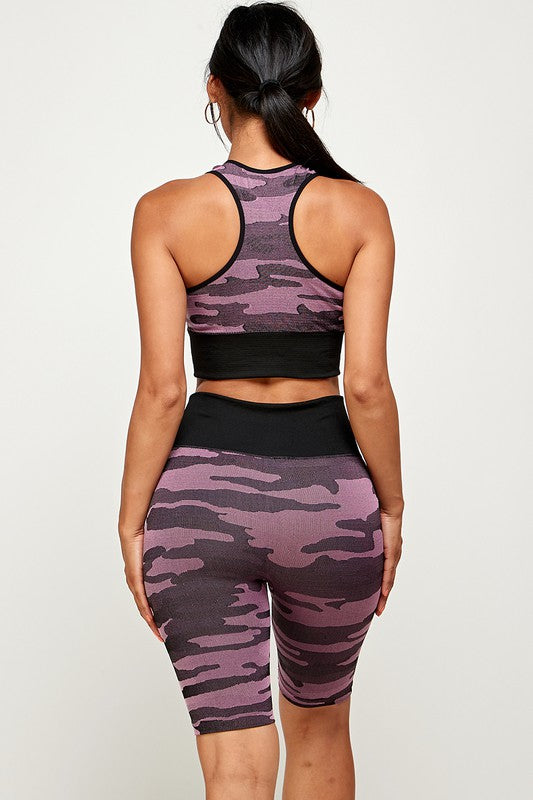 CONJUNTO DE SUJETADOR CON RELLENO Y ESTAMPADO DE CAMUFLAJE