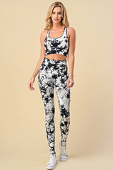 TIE DYE PADDED BRA TANK TOP AND YOGA PANTS SET