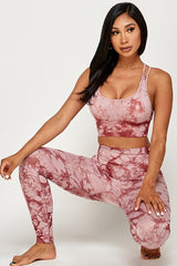 TIE DYE PADDED BRA TANK TOP AND YOGA PANTS SET