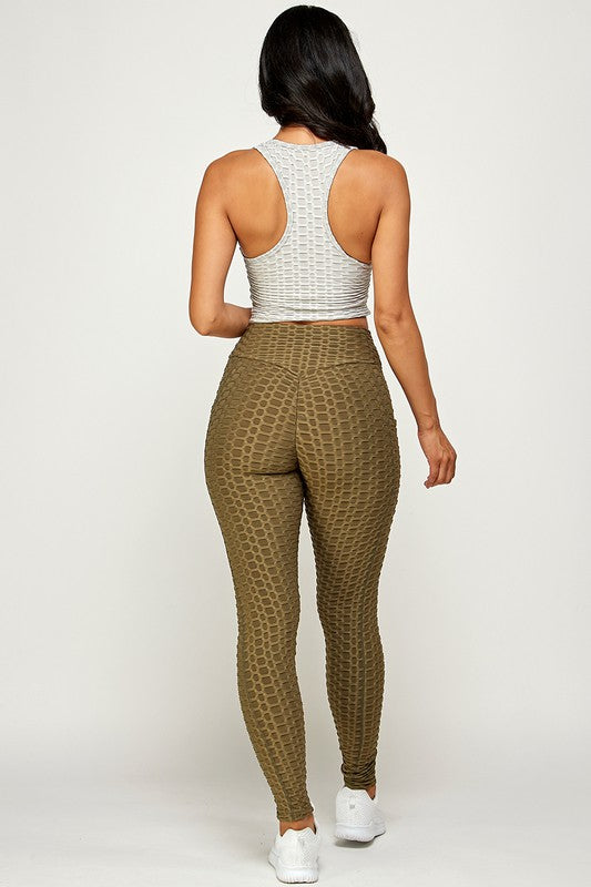 Solid textured BUTT LIFTED leggings