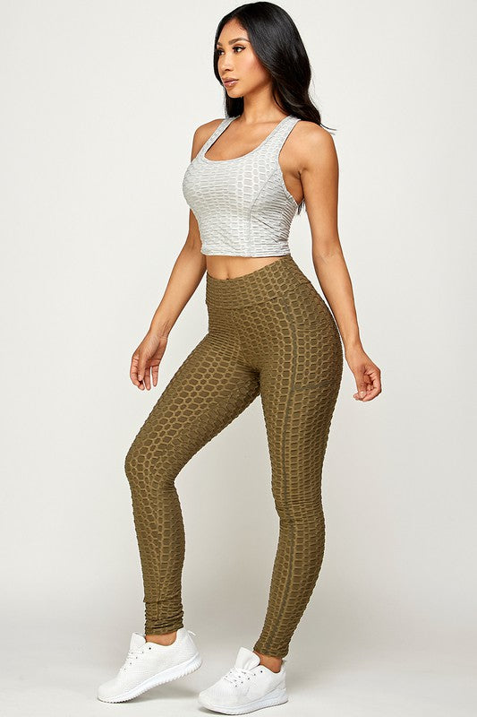 Solid textured BUTT LIFTED leggings