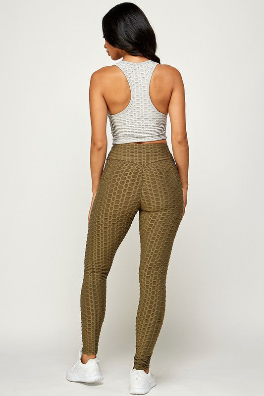 Solid textured BUTT LIFTED leggings