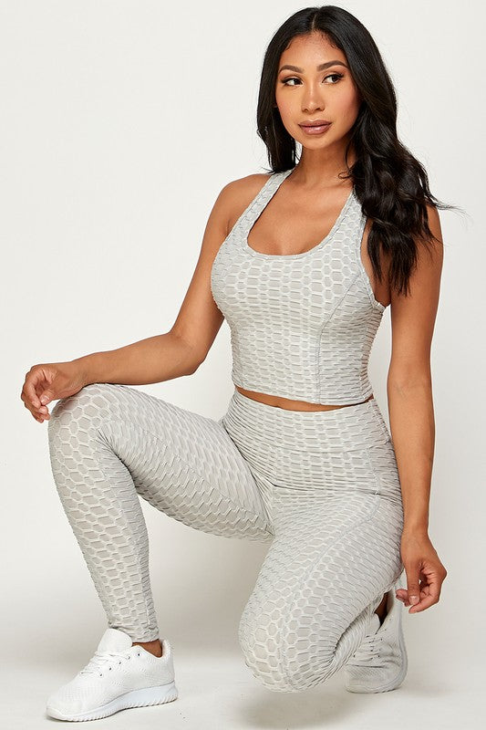 Conjunto de dos piezas texturizado que levanta los glúteos