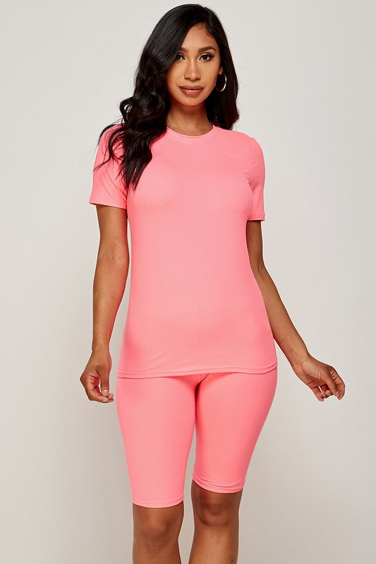 PLUS SIZE TWO PIECE BIKER SHORT SETS