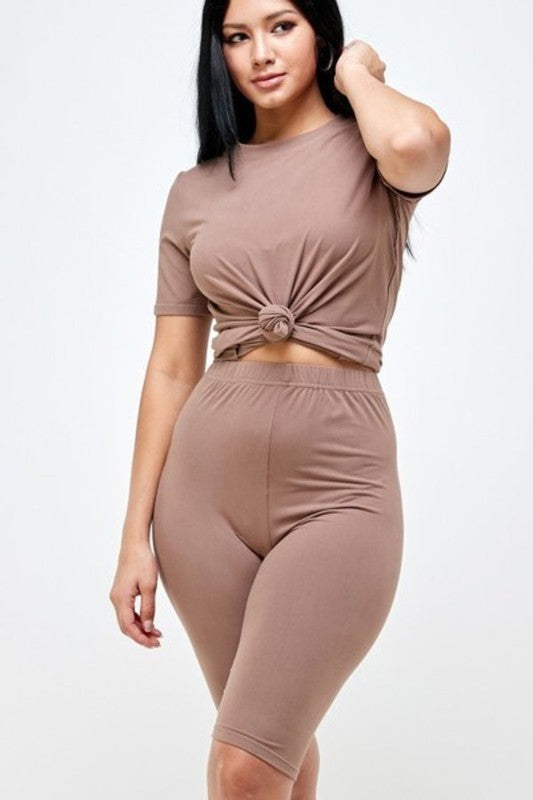 PLUS SIZE TWO PIECE BIKER SHORT SETS
