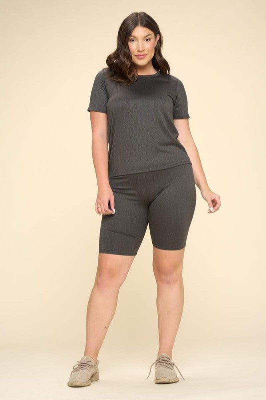 PLUS SIZE TWO PIECE BIKER SHORT SETS