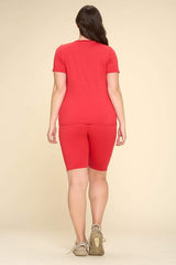 PLUS SIZE TWO PIECE BIKER SHORT SETS