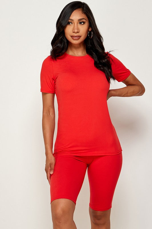 PLUS SIZE TWO  PIECE BIKER SHORT SETS