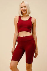 PADDED BRA CROP TANK TOP WITH BIKER SHORT SET