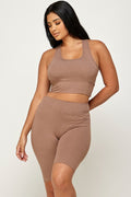 Thumbnail of PADDED BRA CROP TANK TOP WITH BIKER SHORT SET