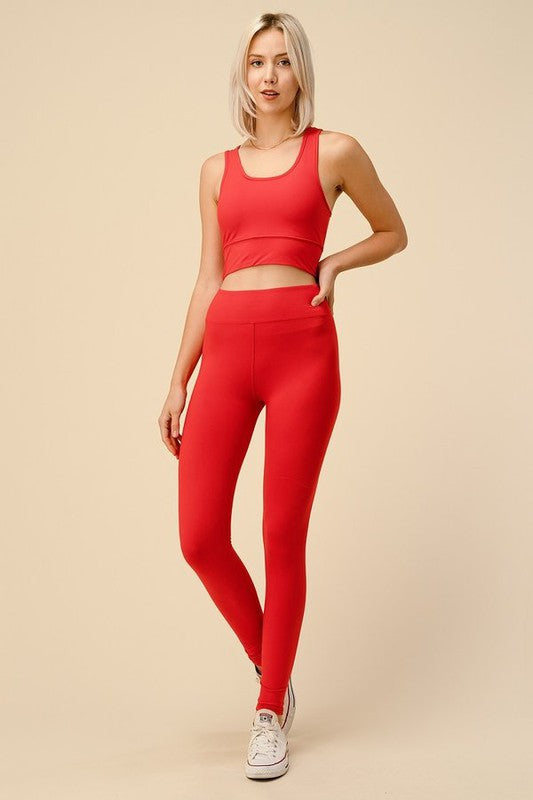 RACER BACK TIE BRA LEGGING SET