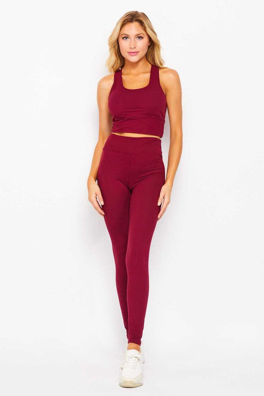 RACER BACK TIE BRA LEGGING SET